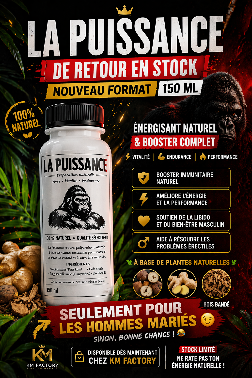 La Puissance – Énergisant Naturel & Booster Masculin 150ml | KM Factory