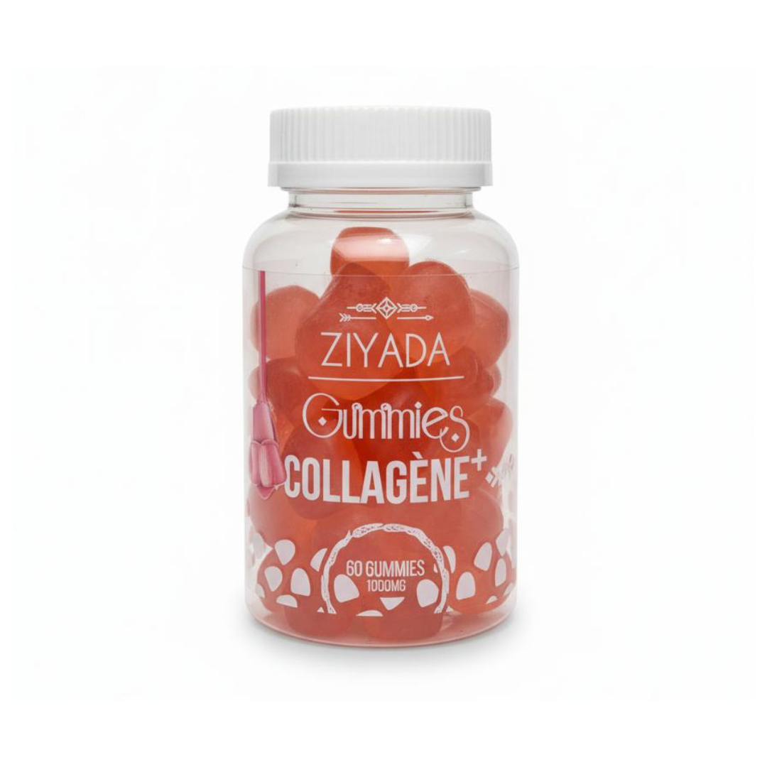 Ziyada Gummies Collagène+ – Beauté Peau, Cheveux & Ongles | 60 Gummies 1000mg