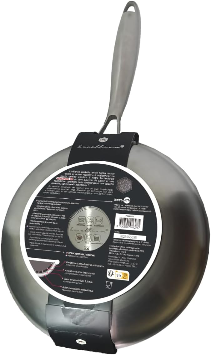 Poêle Cheffinger 28cm Antiadhésive Induction - Revêtement Nid d'Abeille Pro
