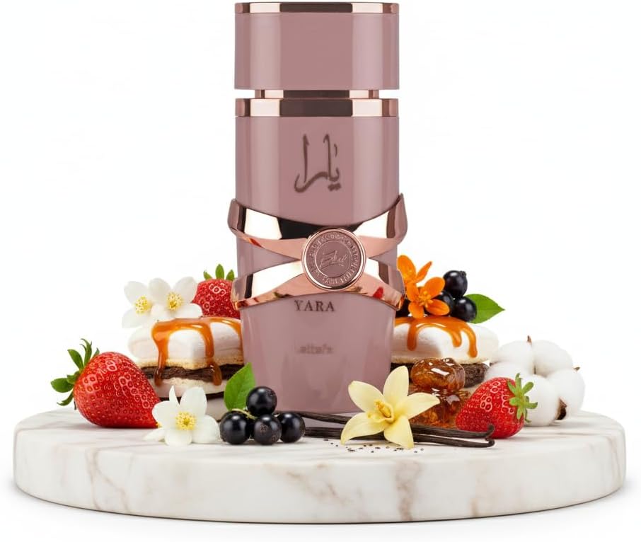 Lattafa Yara Elixir Eau de Parfum, Design Rose et Or, Flacon en Verre de Luxe, 100 ml de Parfum pour Femmes