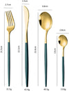 Set de Couverts 24 Pièces en Acier Inoxydable, Polissage Miroir, Service de Table Polyvalent pour Maison et Cuisine, Coffret Cadeau - Or