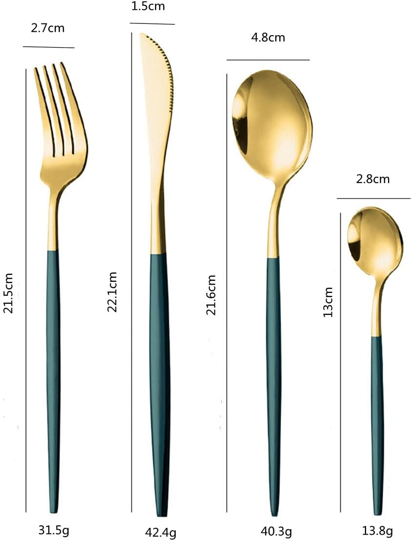 Set de Couverts 24 Pièces en Acier Inoxydable, Polissage Miroir, Service de Table Polyvalent pour Maison et Cuisine, Coffret Cadeau - Or