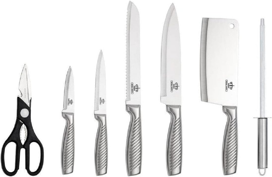 Set 8 Couteaux Royal Swiss Inox Argenté - Support Rotatif 360° Acrylique
