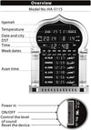 HARAMEEN Horloge Azan LED Mosquée avec Télécommande - 5 Prières Modifiables