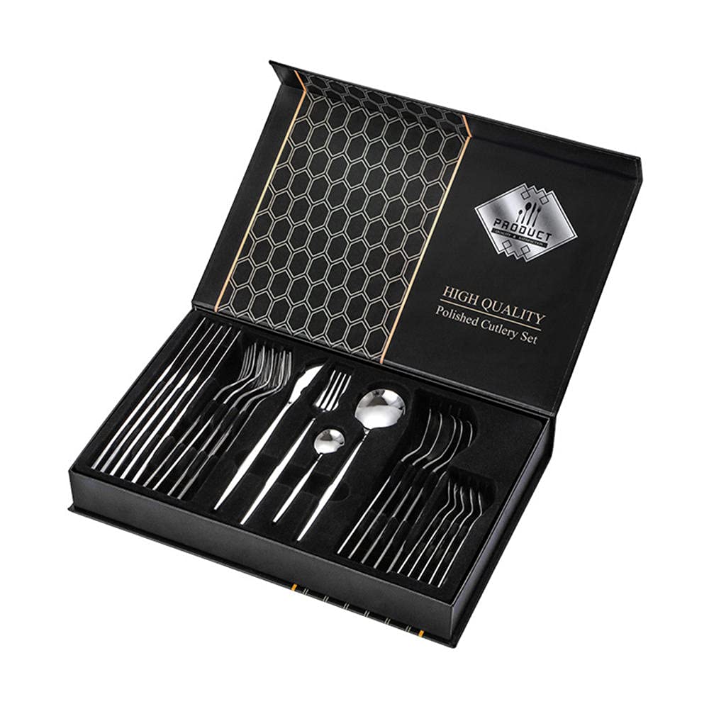 Cutlery Sets,24 Piece Stainless Steel Sets Mirror Polishing Dinnerware Sets Versatile Use for Home and Kitchen, Gift Sets - Gold