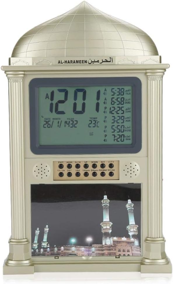 Horloge Murale Islamique Automatique - Réveil Prière Musulman Digital Or