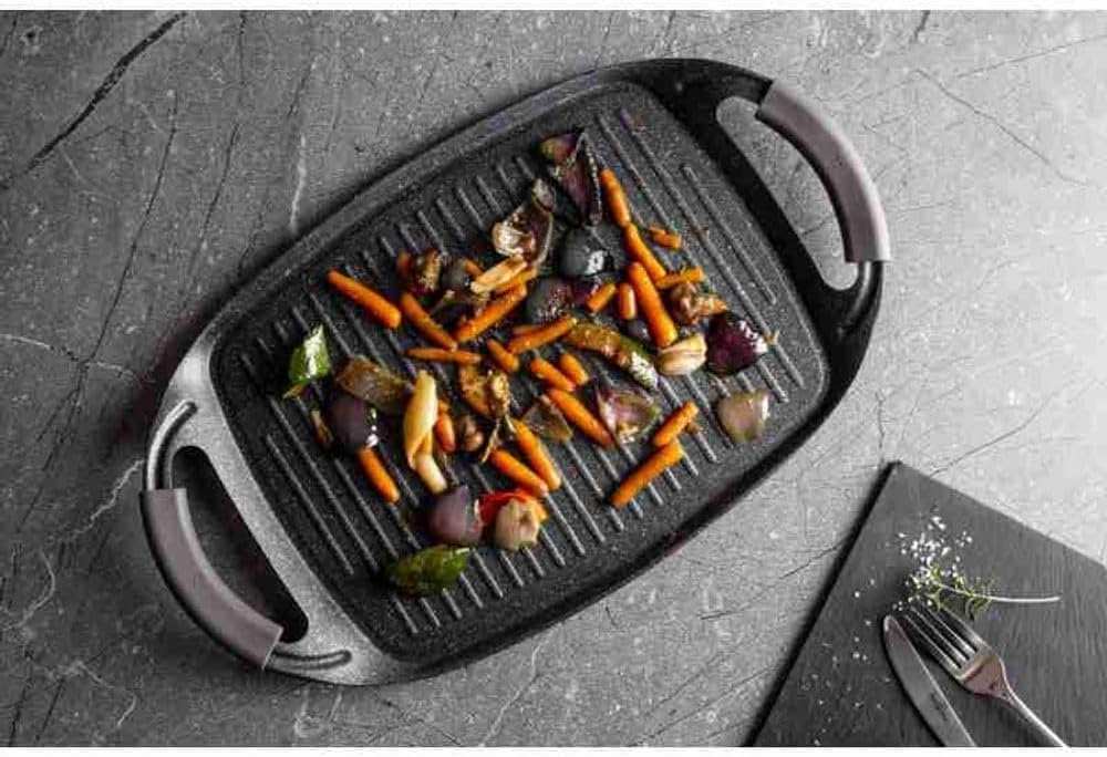 Plaque Grill Cheffinger 47cm Carbon Pro - Revêtement Marbre 3 Couches Induction