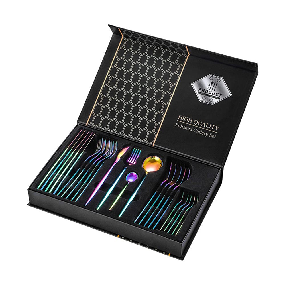 Cutlery Sets,24 Piece Stainless Steel Sets Mirror Polishing Dinnerware Sets Versatile Use for Home and Kitchen, Gift Sets - Gold