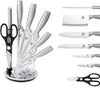 Set 8 Couteaux Royal Swiss Inox Argenté - Support Rotatif 360° Acrylique