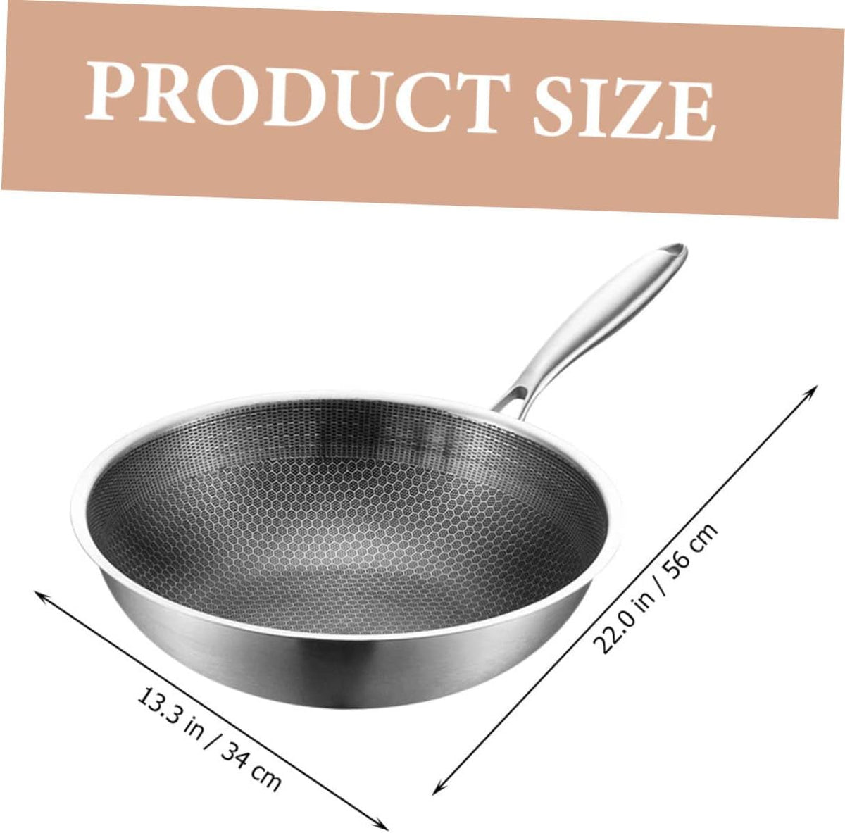 Wok Zerodeko Acier Inoxydable 34cm - Structure Nid d'Abeille Antiadhésif Induction