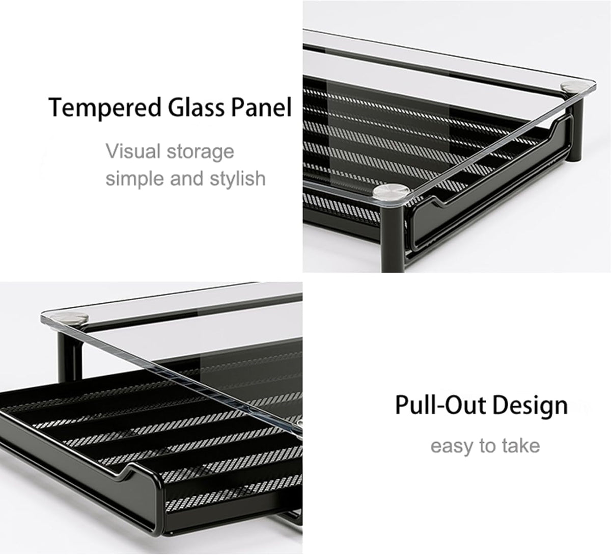 Tiroir Rangement Capsules Nespresso CHEFFINGER 60 - Verre Trempé Noir Métal