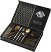 Set de Couverts 24 Pièces en Acier Inoxydable, Polissage Miroir, Service de Table Polyvalent pour Maison et Cuisine, Coffret Cadeau - Or