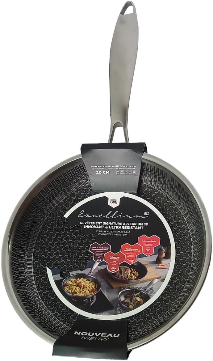 Poêle Cheffinger 28cm Antiadhésive Induction - Revêtement Nid d'Abeille Pro