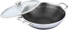 Wok en Acier Inoxydable 36 cm Antiadhésif avec Couvercle en Verre - Compatible Induction et Four