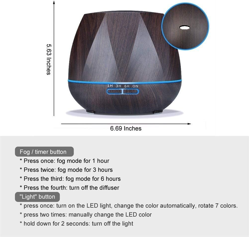 Humidificateur d'Air weiwei 500ML avec Télécommande, Diffuseur d'Huiles Essentielles, Brumisateur LED Aromathérapie (Couleur: Sans Télécommande Y Taille: AU)