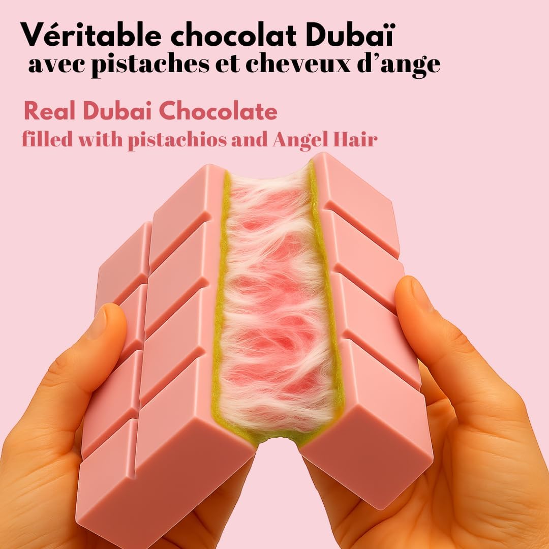 Chocolat Dubai RealMix 160g Rose - Pistache Angel Hair Barbe à Papa - Made in UAE
