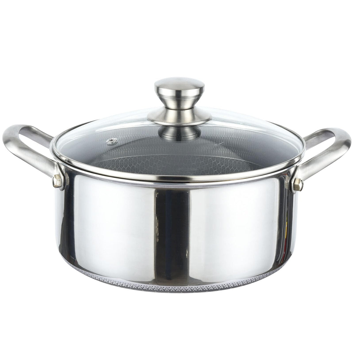 Casserole CHEFFINGER 24cm 2,2L Acier Inoxydable - Structure Nid d'Abeille Antiadhésif Induction
