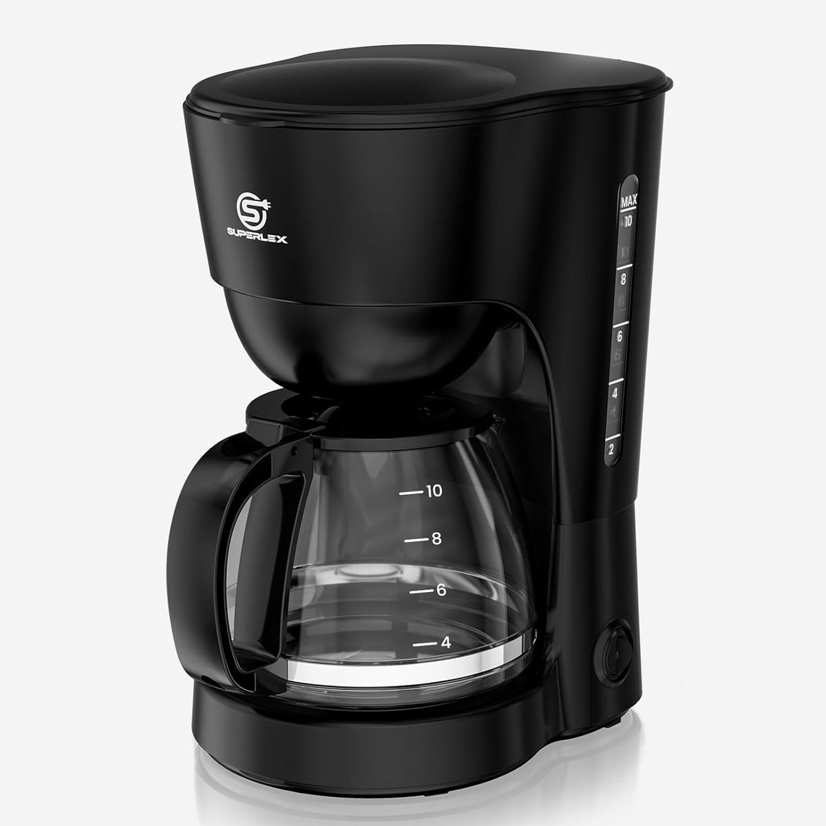 Cafetière Filtre SUPERLEX 1,25L 10 Tasses Noire - Arrêt Auto 600W Verseuse Verre