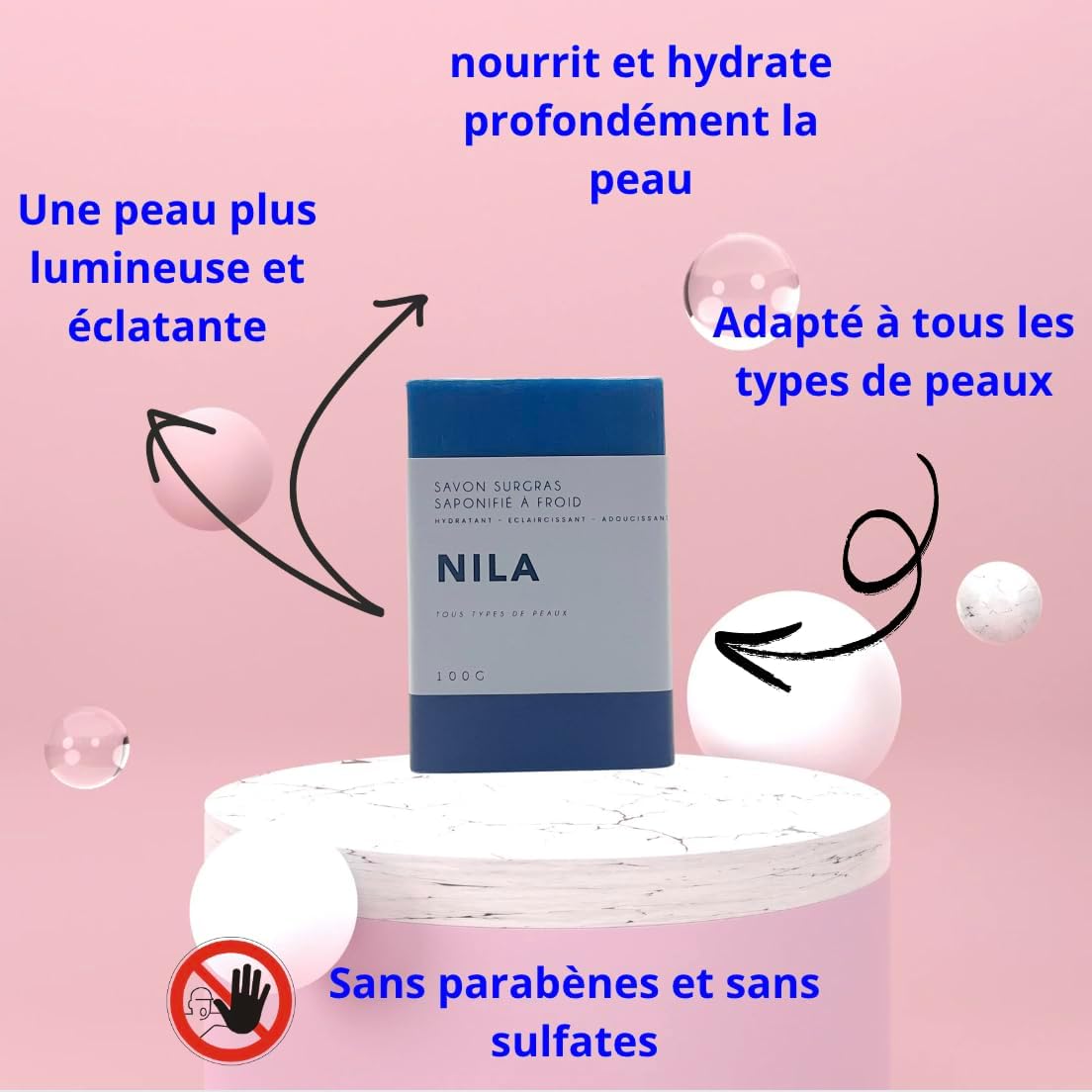 Savon Surgras Nila – Saponifié à Froid 100g | Éclaircissant & Hydratant
