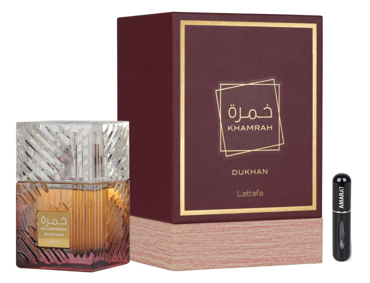 Khamrah Original Eau de Parfum 100 ml Unisex with Pleasant and Long Lasting Aromas Including a 5ml Refillable Spray Bottle - Long Lasting Fragrance (Khamrah)