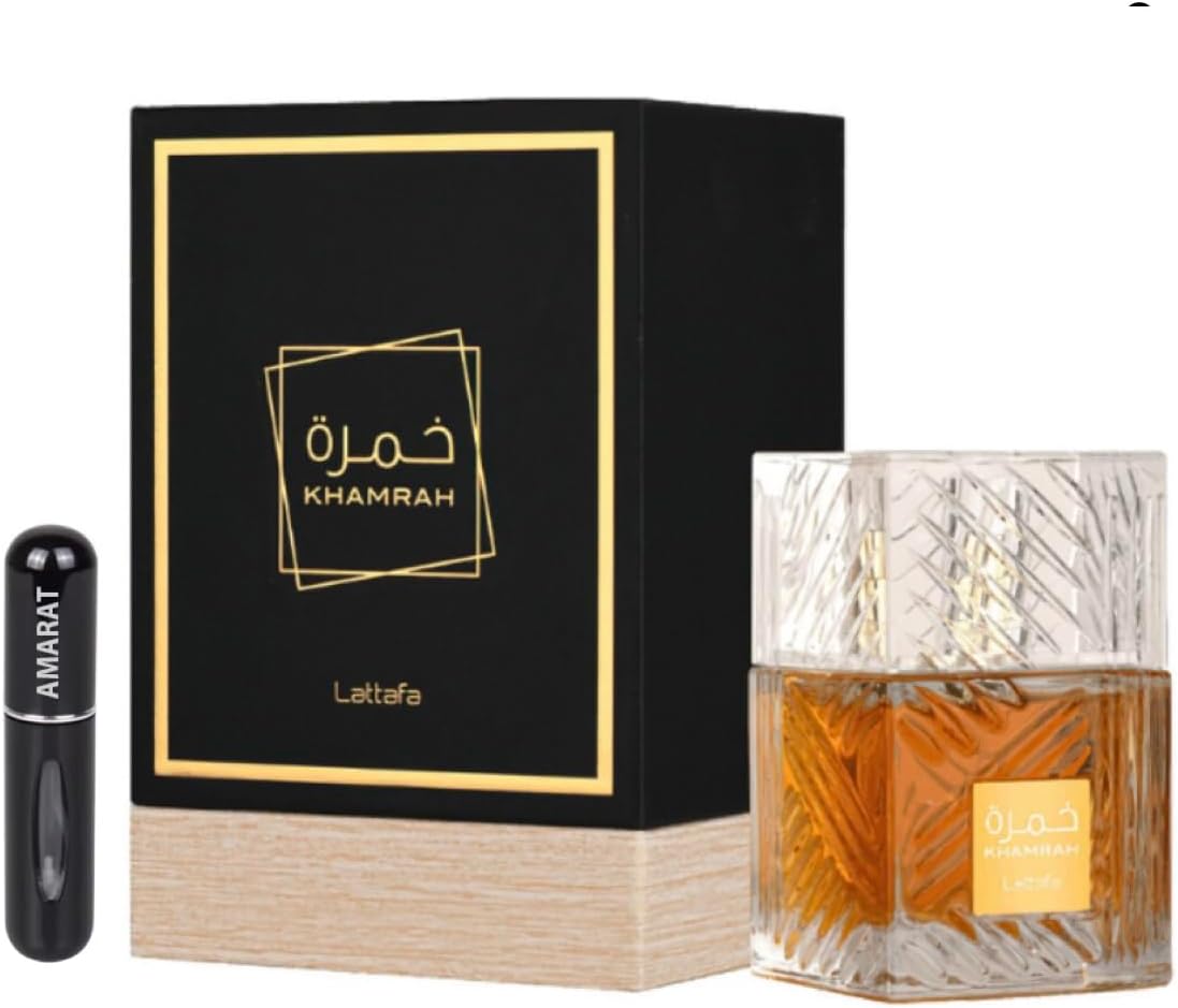 Khamrah Original Eau de Parfum 100 ml Unisex with Pleasant and Long Lasting Aromas Including a 5ml Refillable Spray Bottle - Long Lasting Fragrance (Khamrah)