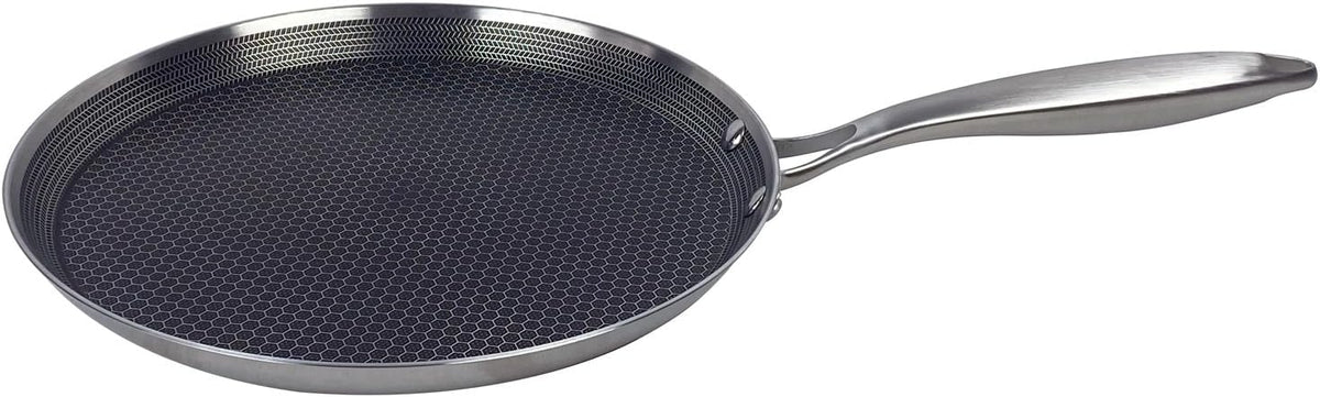 Poêle à Crêpes Inox 24 cm - Induction - Structure Nid d'Abeille Antiadhésive