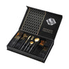 Set de Couverts 24 Pièces en Acier Inoxydable, Polissage Miroir, Service de Table Polyvalent pour Maison et Cuisine, Coffret Cadeau - Or