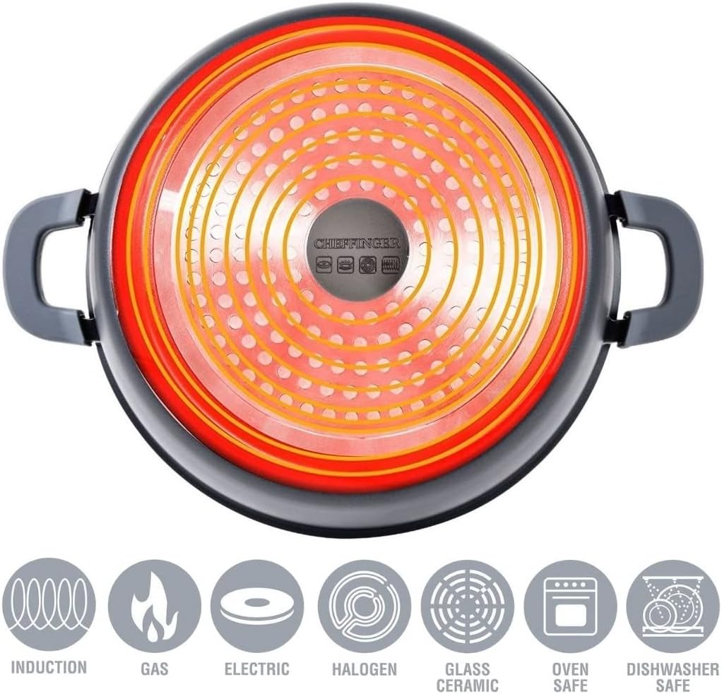 Cocotte Cheffinger 36cm 9,5L Aluminium Marbre - Induction Four 240°C