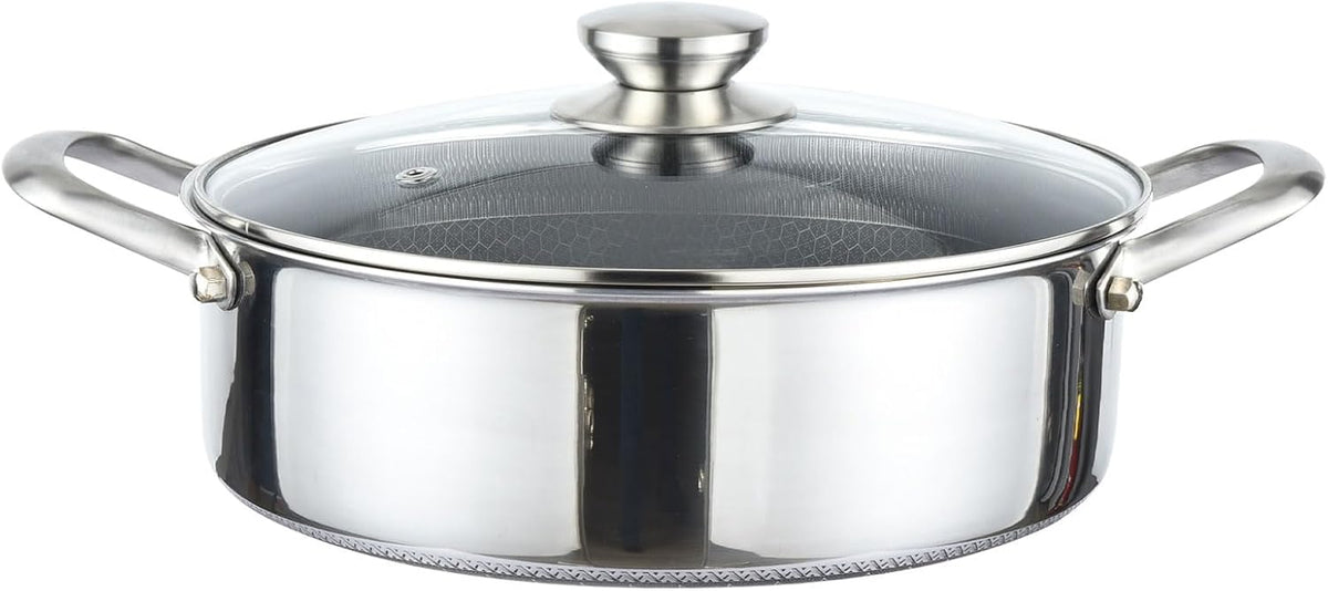 Casserole CHEFFINGER 24cm 2,2L Acier Inoxydable - Structure Nid d'Abeille Antiadhésif Induction