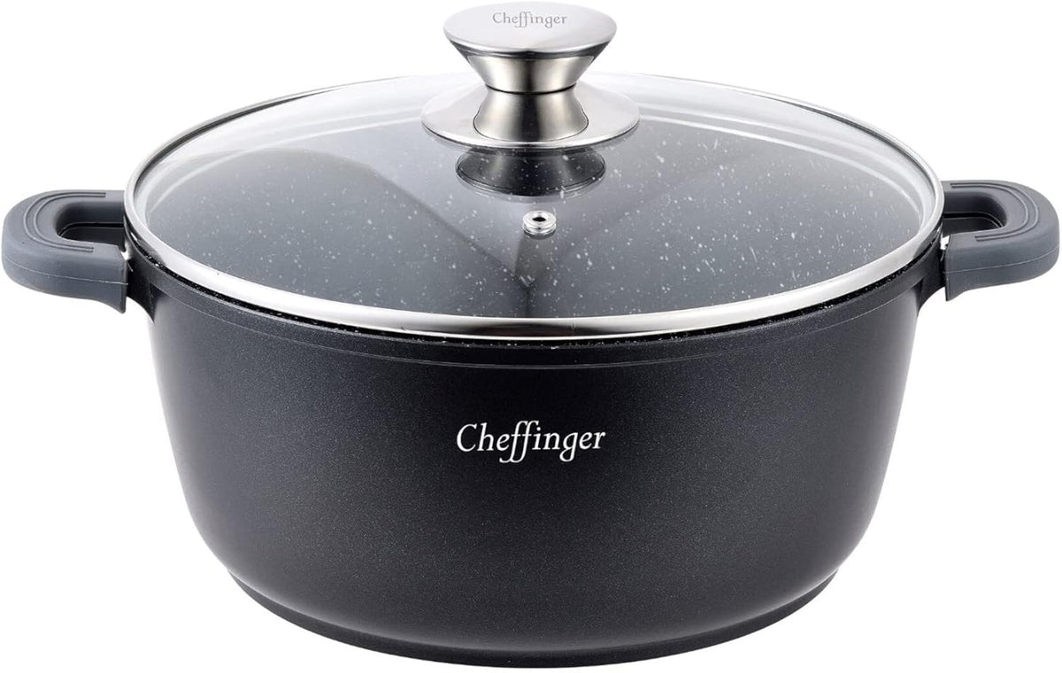 Cocotte Cheffinger Aluminium Moulé 24cm - Induction - Revêtement Marbre 3 Couches