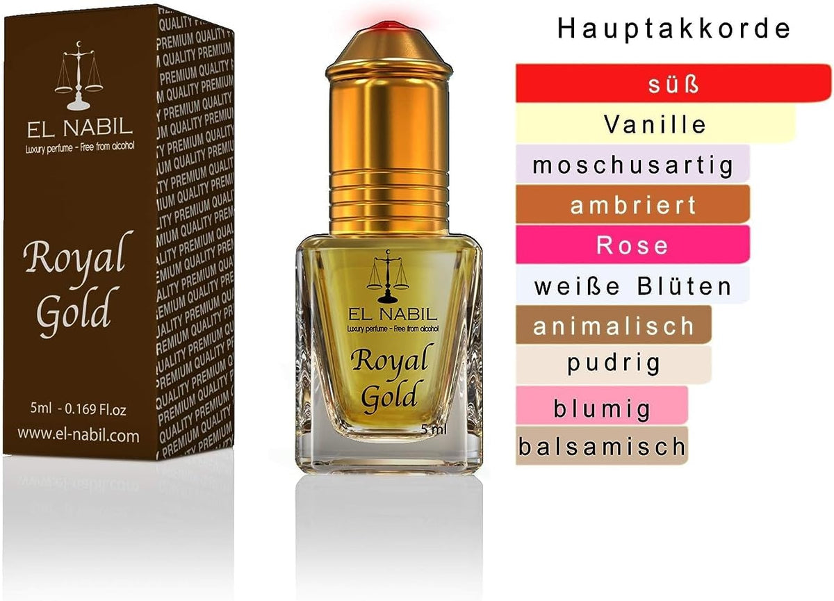 Pack 12 Huiles Parfum Royal Gold El Nabil 5ml - Musc Oriental Vanille Mixte Roll-On