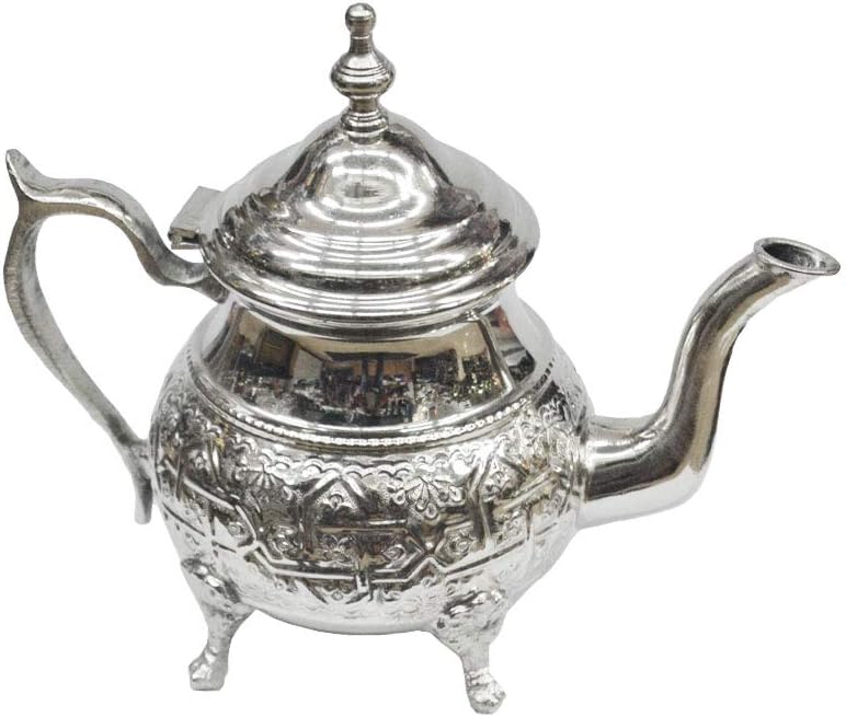 Service à Thé Marocain Complet 750ml - Théière Plateau 32cm 6 Verres Cristal