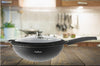 Wok Cheffinger 32cm avec Couvercle Verre - Revêtement Marbre Induction