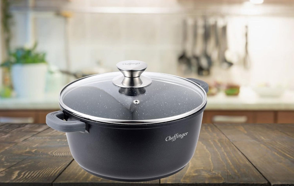 Cocotte Cheffinger 36cm 9,5L Aluminium Marbre - Induction Four 240°C