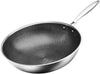 Wok Zerodeko Acier Inoxydable 34cm - Structure Nid d'Abeille Antiadhésif Induction