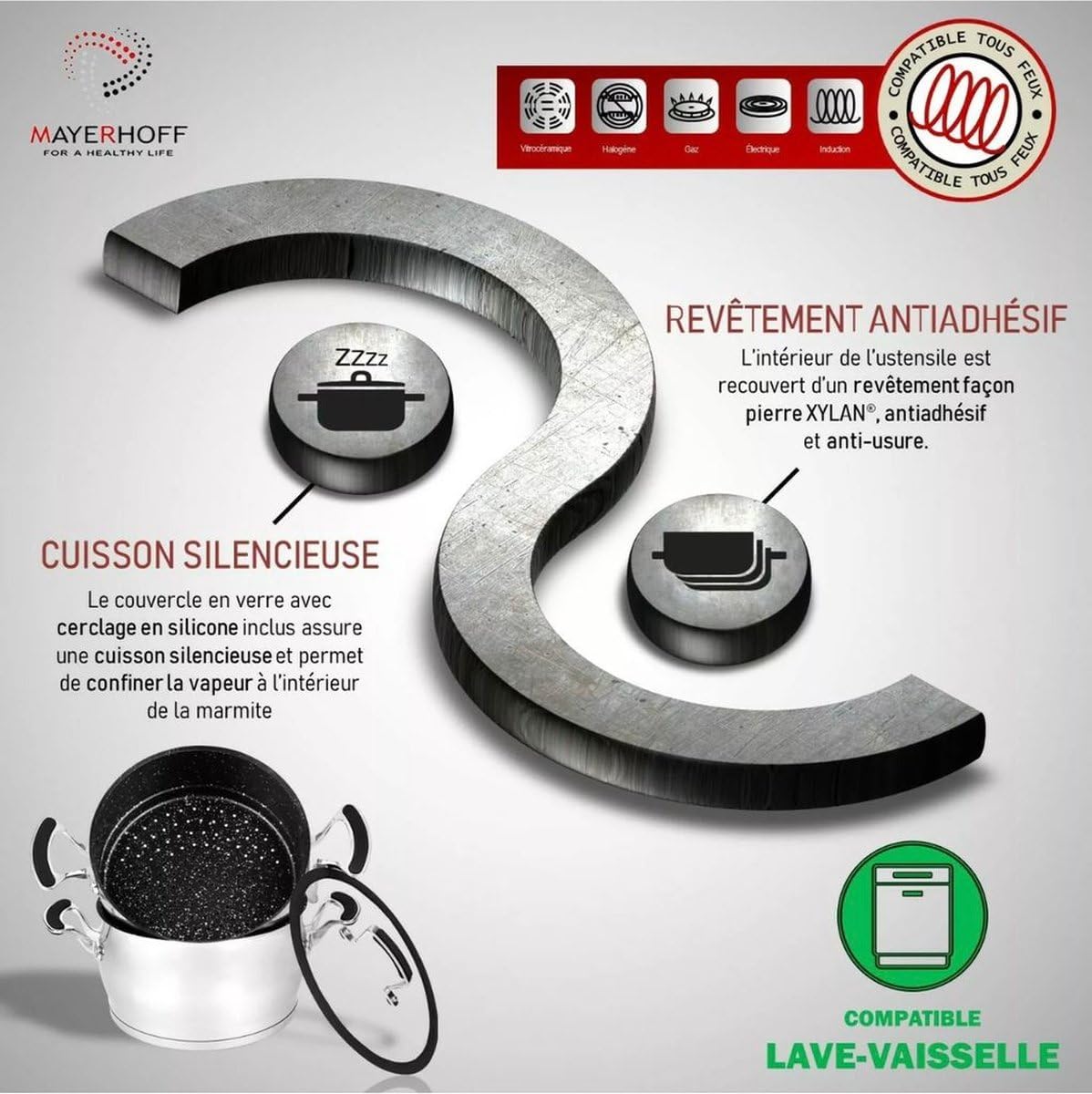 Stainless Steel Couscous Maker, Stone Interior, 6 L