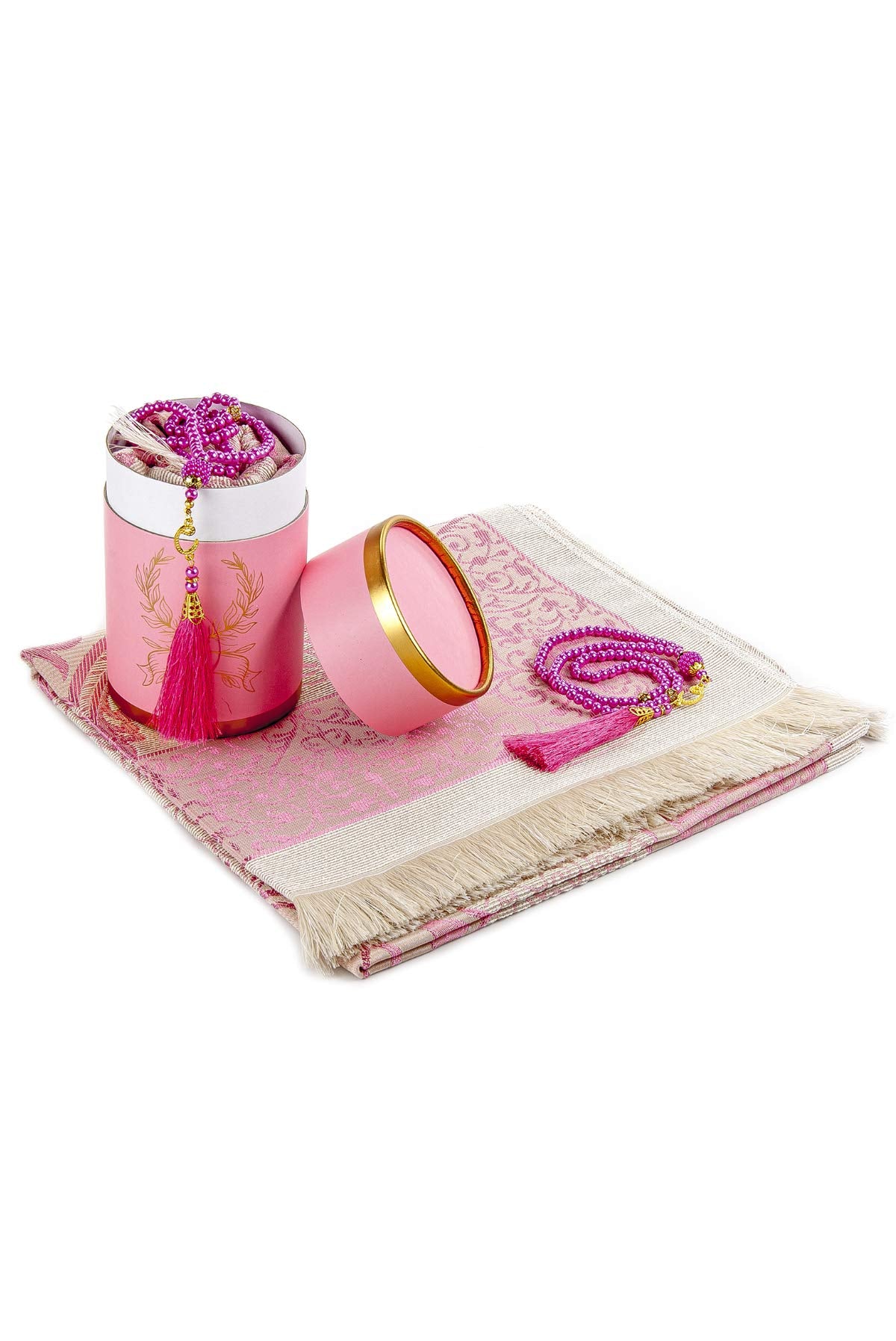 Ihvan Online Muslim Prayer Mat with Stylish Design Gift Box | Janamaz | Sajadah | Taffeta Fabric Prayer Mat, White
