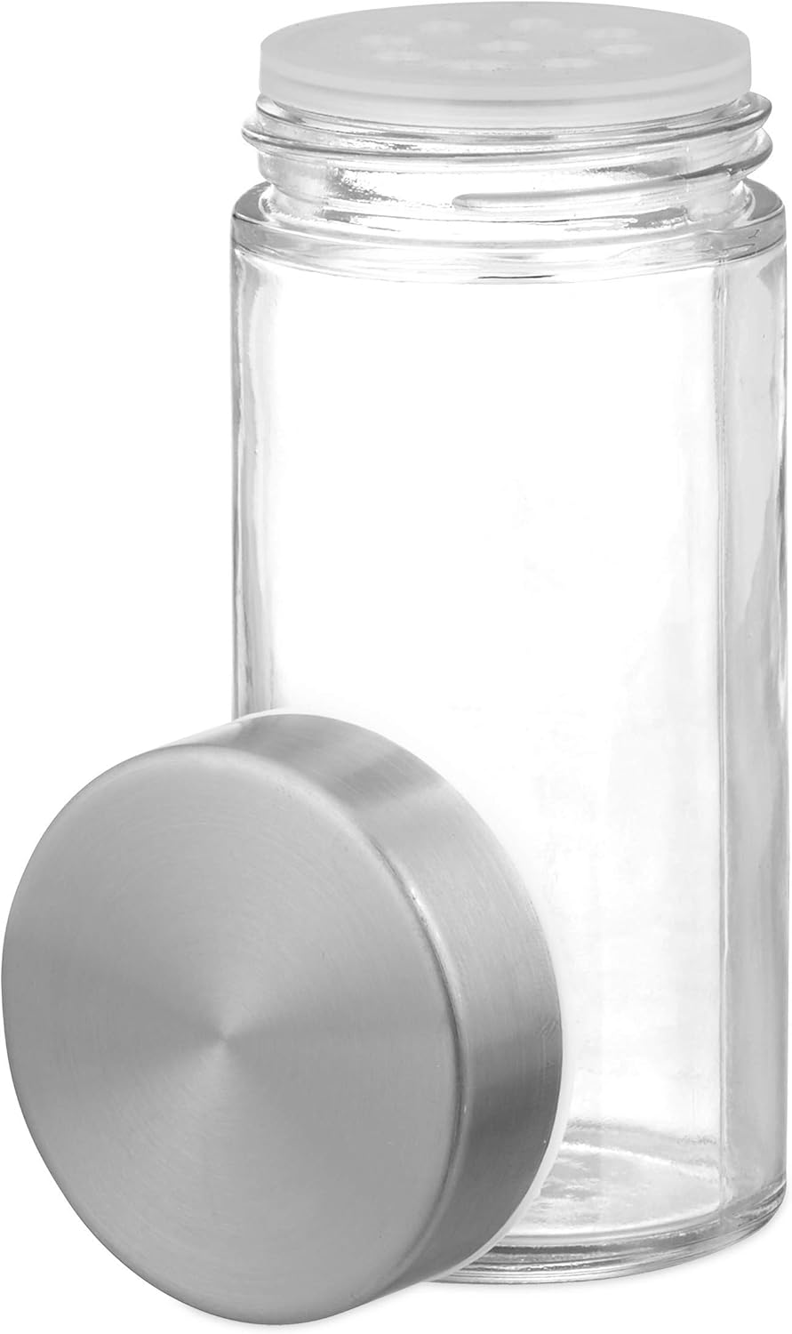 Carrousel à Épices 16 Pots en Verre - Support Rotatif Inox Argenté