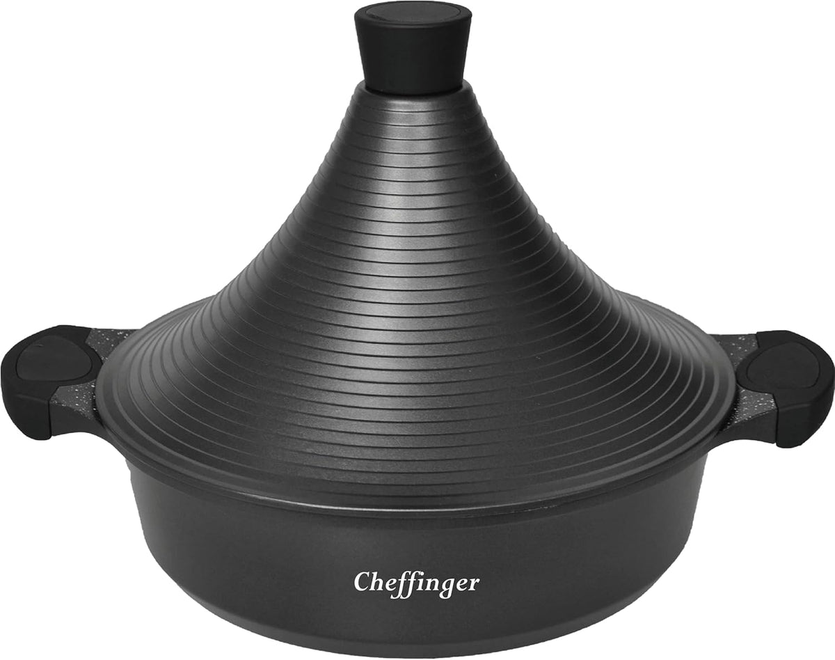 Tajine Cheffinger 28cm Aluminium Coulé Noir - Revêtement Marbre Induction