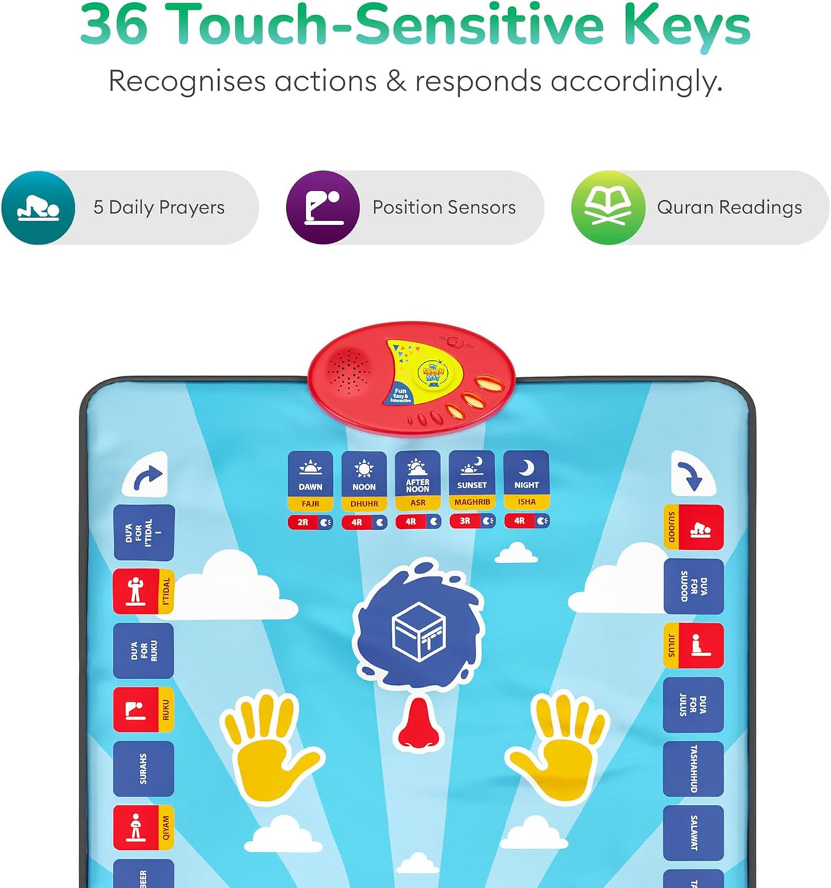 Tapis Prière Interactif My Salah Mat Enfants - 36 Touches 10 Langues Apprentissage Salat