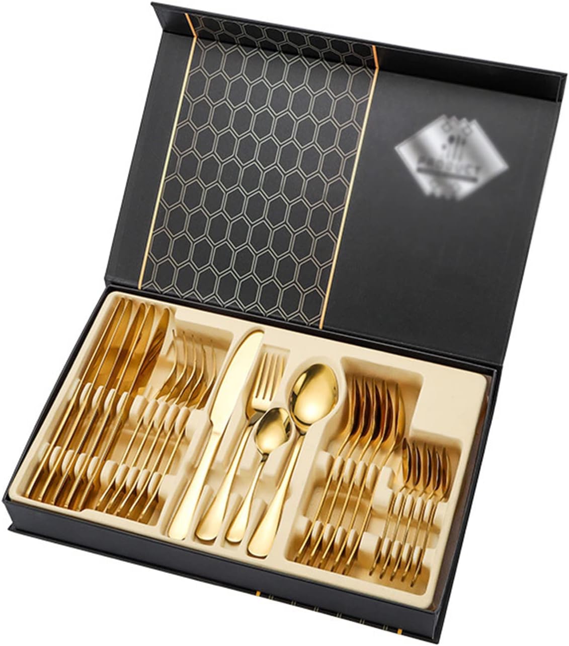 Set Couverts Inox 24 Pièces - Service de Table 6 Personnes Couteau Fourchette Cuillère