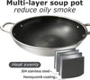 Wok Cheffinger en Acier Inoxydable avec Couvercle en Verre, Structure Nid d'Abeille, Revêtement Antiadhésif, Compatible Induction