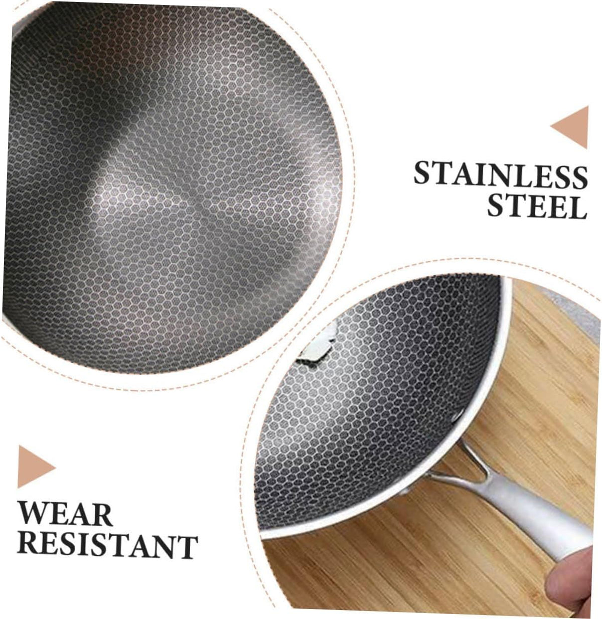 Wok Zerodeko Acier Inoxydable 34cm - Structure Nid d'Abeille Antiadhésif Induction