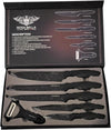Set de 6 Couteaux de Cuisine en Acier Inoxydable, Revêtement Marbre Antiadhésif, Couteaux Noirs, 6 Couteaux Ultra Tranchants, Ustensiles de Cuisine, Éplucheur