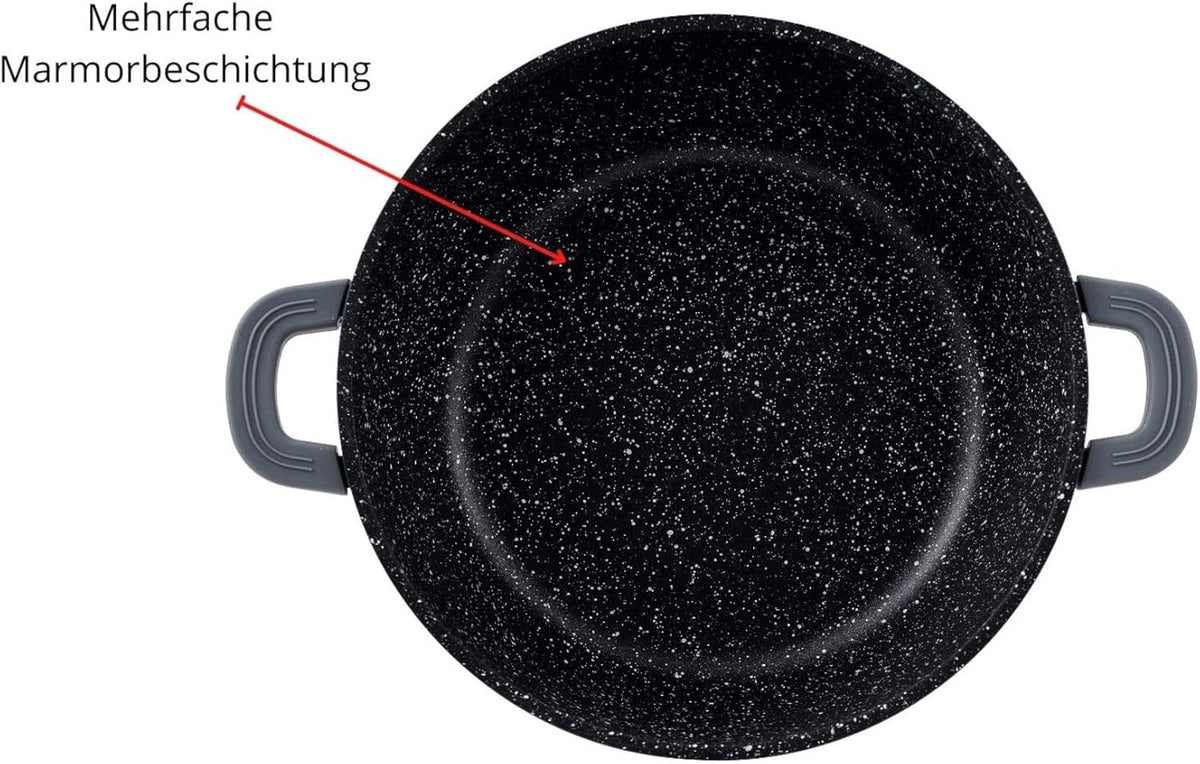 Cocotte Cheffinger Aluminium Moulé 24cm - Induction - Revêtement Marbre 3 Couches