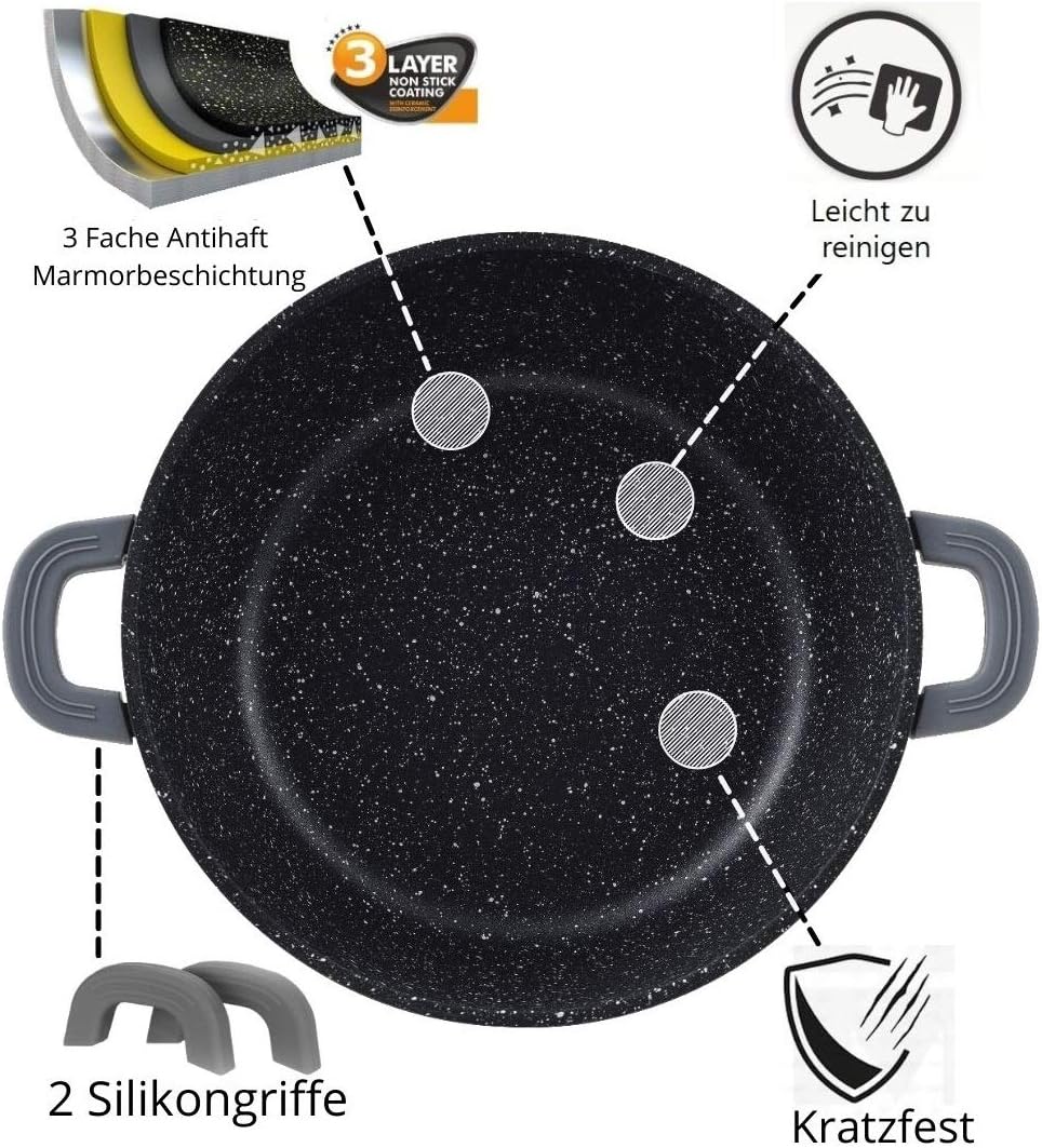 Cocotte Cheffinger 36cm 9,5L Aluminium Marbre - Induction Four 240°C