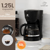 Cafetière Filtre SUPERLEX 1,25L 10 Tasses Noire - Arrêt Auto 600W Verseuse Verre