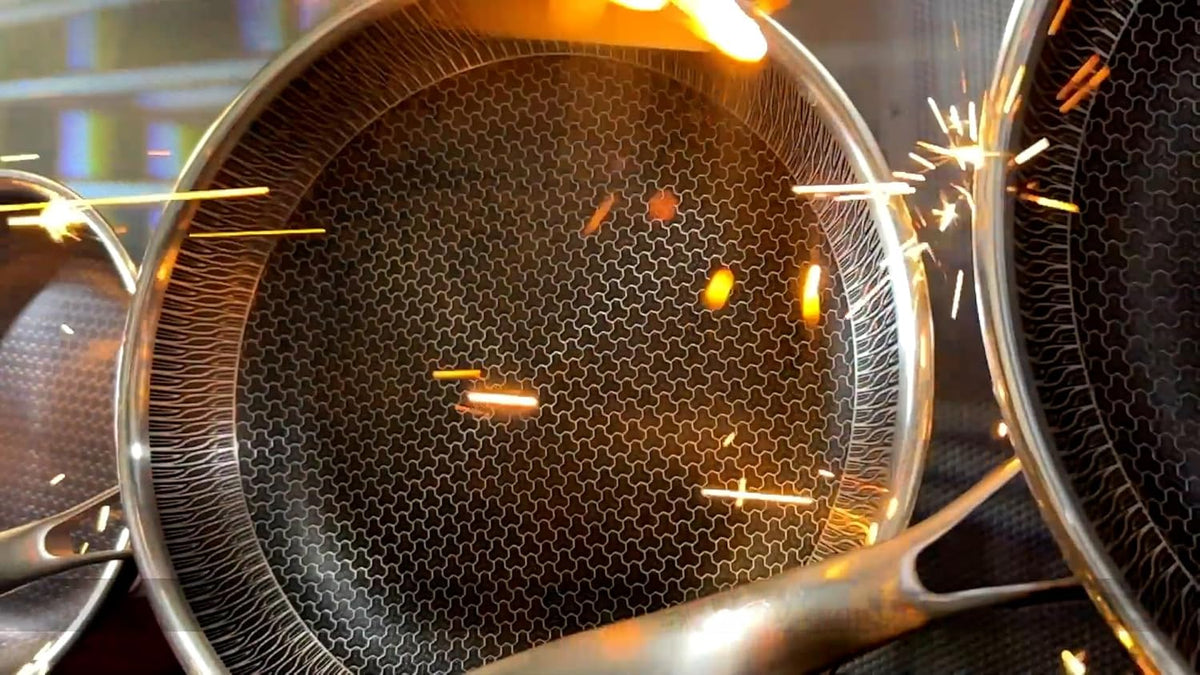 Poêle Cheffinger 28cm Antiadhésive Induction - Revêtement Nid d'Abeille Pro