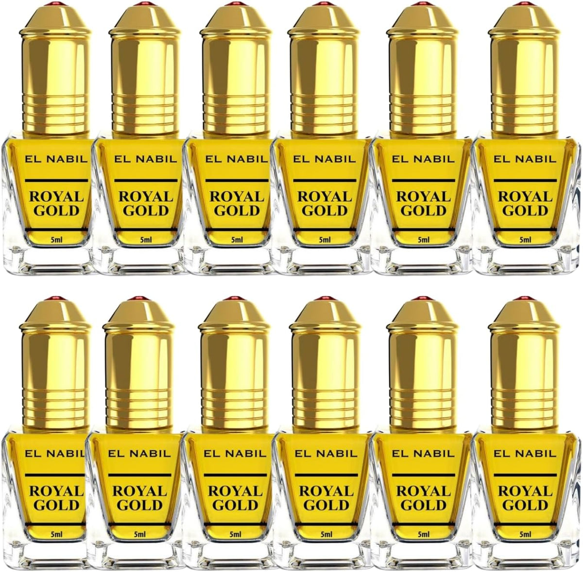 Pack 12 Huiles Parfum Royal Gold El Nabil 5ml - Musc Oriental Vanille Mixte Roll-On