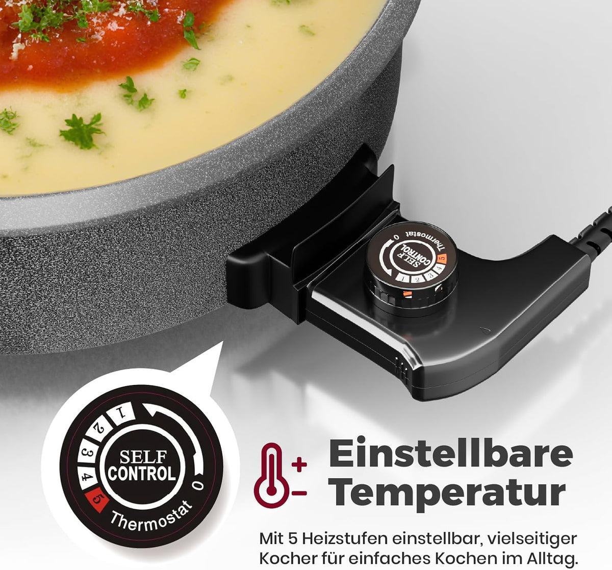 Poêle Électrique Multifonction CHEFFINGER PZP42 1500W - 5 Températures Antiadhésif